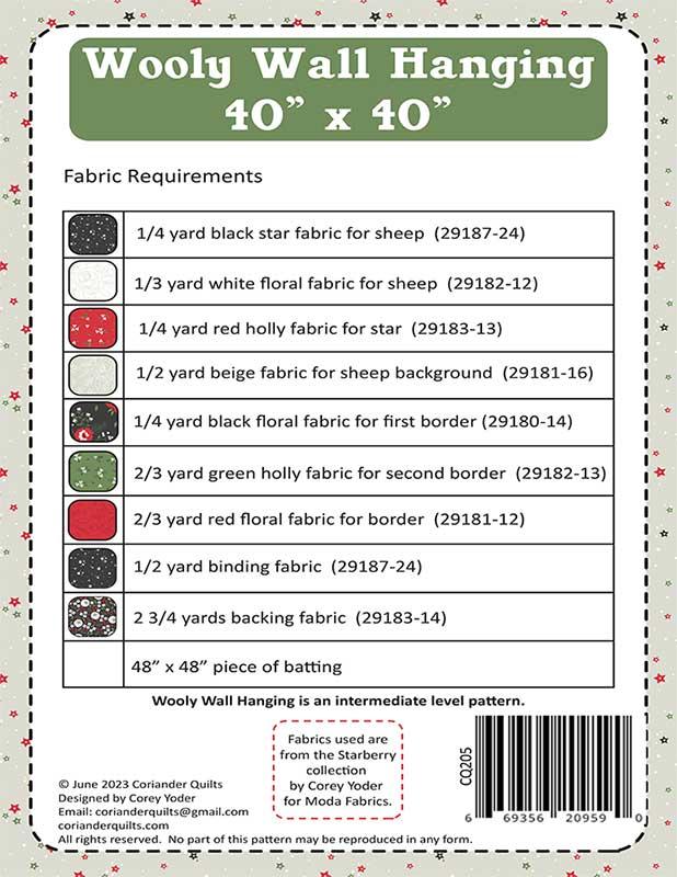 Wooly Wallhanging Kit using Starberry by Corey Yoder Moda40 X 40