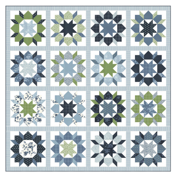 Swoon Sixteen Quilt Kit in Shoreline by Camille Roskelley - Moda