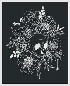 Noir Skull Panel Midnight Ghost 11548 23  by Alli K Design - Moda- 1 Yard