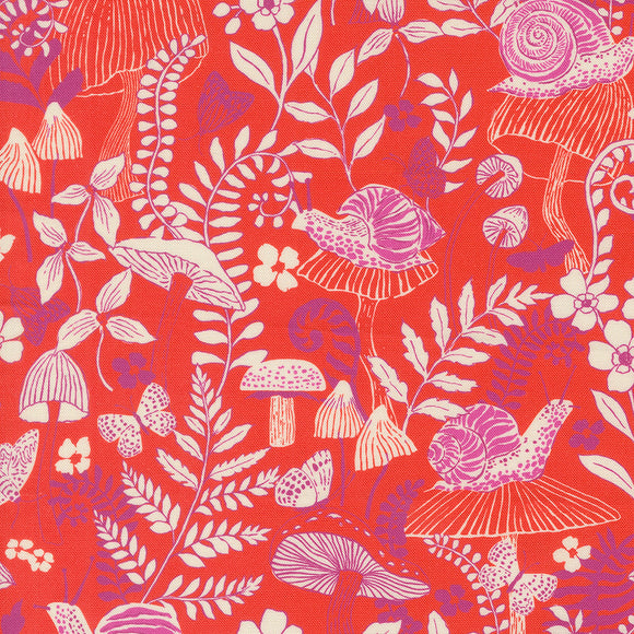 Maeve Mushroom Moths Mandarin 11933 28 by Crystal Manning- Moda- 1/2 Yard