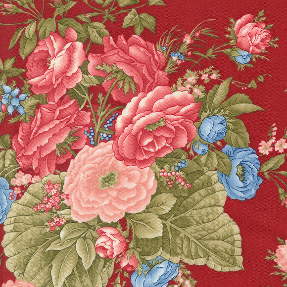 Grand Haven Cabbage Rose Crimson 14980 15 by Minick & Simpson - Moda- 1/2 Yard