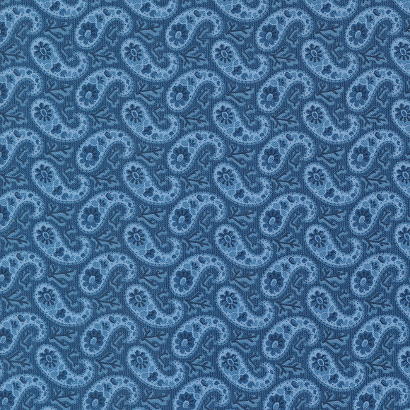 Grand Haven Bandana Paisley Stripe Nautical Blue 14986 18 by Minick & Simpson - Moda- 1/2 Yard