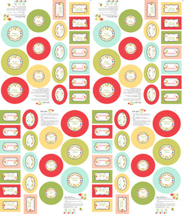 Jelly and Jam Homemade Labels Panel Multi 20499 11 by Fig Tree- Moda- 1/2 yard