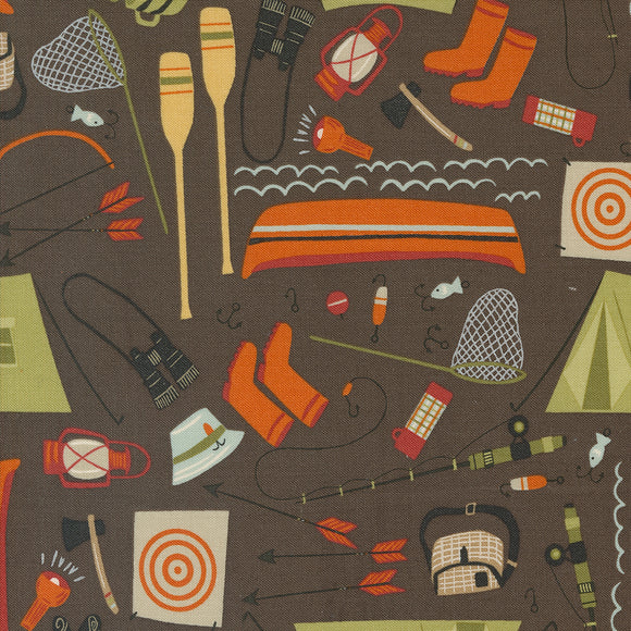 The Great Outdoors Camping Gear Bark 20882 21 by Stacy Iest Hsu- Moda - 1/2 yard