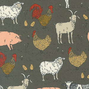 Farmstead Animal Farm Charcoal 20903 16 by  Stacy  Lest Hsu- Moda-1/2 Yard