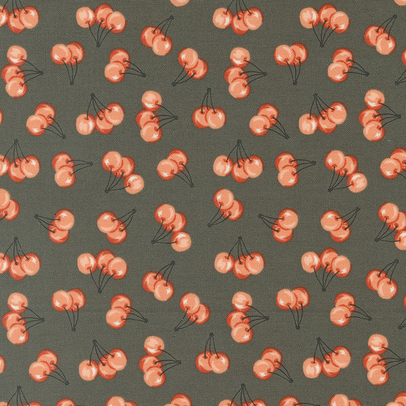 Farmstead Farm Fresh Cherries Charcoal 20906 16 by  Stacy Iest Hsu- Moda-1/2 Yard