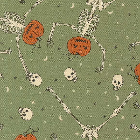 Home Sweet Haunt Dancing Pumpkins  Moss 20913 15 Stacy Iest Hsu- Moda- 1/2 Yard