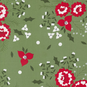 PREORDER Starberry Holiday Rose Green 29180 13 by Corey Yoder- Moda- 1/2 yard