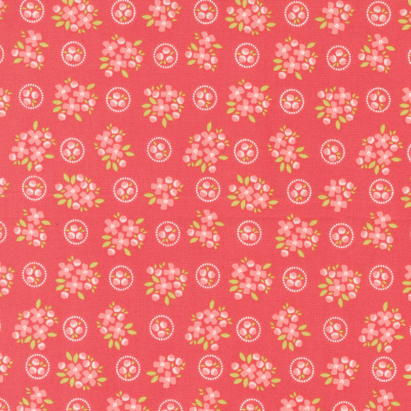 Cali & Co Ring Around Posie Flamingo 29191 12 by Corey Yoder- Moda- 1/2 Yard