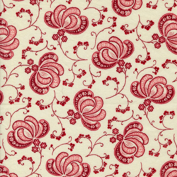 Hollyhocks and Roses Blooms Jasmine Rose 3051 12 by Bunny Hill Designs - Moda - 1/2 Yard