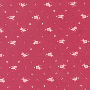 Hollyhocks and Roses Little Bird Geranium Red 3053 15 by Bunny Hill Designs - Moda - 1/2 Yard