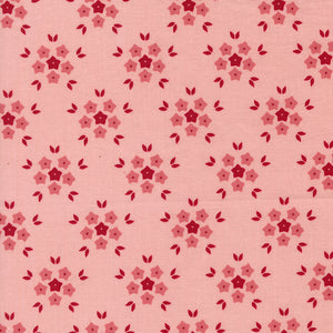 Hollyhocks and Roses Flower Puffs Hollyhock Pink 3055 18  by Bunny Hill Designs - Moda - 1/2 Yard