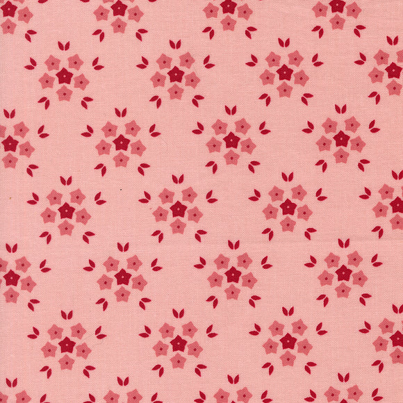 Hollyhocks and Roses Flower Puffs Hollyhock Pink 3055 18  by Bunny Hill Designs - Moda - 1/2 Yard