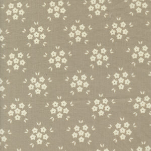 Hollyhocks and Roses Flower Puffs Linen 3055 19 by Bunny Hill Designs - Moda - 1/2 Yard