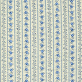 Hollyhocks and Roses Floral Stripes Jasmine Sky 3056 11 by Bunny Hill Designs - Moda - 1/2 Yard