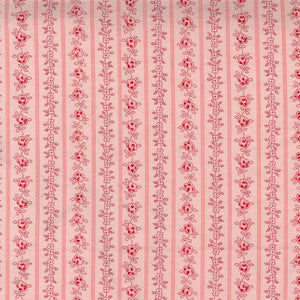 Hollyhocks and Roses Floral Stripes Hollyhock Pink 3056 17 by Bunny Hill Designs - Moda - 1/2 Yard