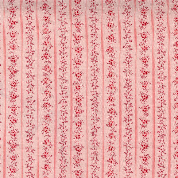 Hollyhocks and Roses Floral Stripes Hollyhock Pink 3056 17 by Bunny Hill Designs - Moda - 1/2 Yard