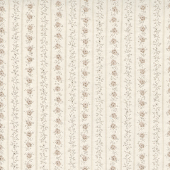 Hollyhocks and Roses Floral Stripes Linen 3056 18  by Bunny Hill Designs - Moda - 1/2 Yard