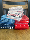 250th Americana Colorway Fat Quarter Bundles -  Choose between Red, White or Blue - 10 prints