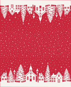 PREORDER Buon Natale Christmas Village Double Border Print Pomegranate 35407 14  by Fig Tree - Moda- 1 yard