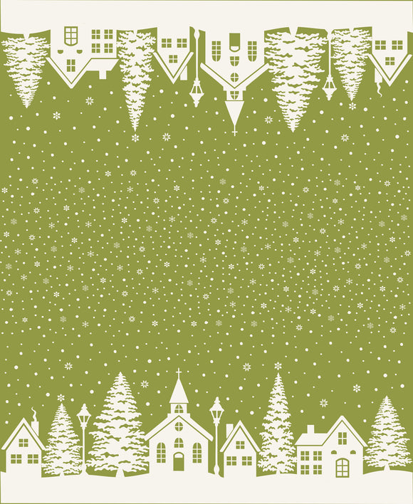 PREORDER Buon Natale Christmas Village Double Border Print Pine 35407 16  by Fig Tree - Moda- 1 yard