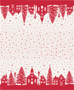 PREORDER Buon Natale Christmas Village Double Border Print Snowflake Pomegranate 35407 24  by Fig Tree - Moda- 1 yard