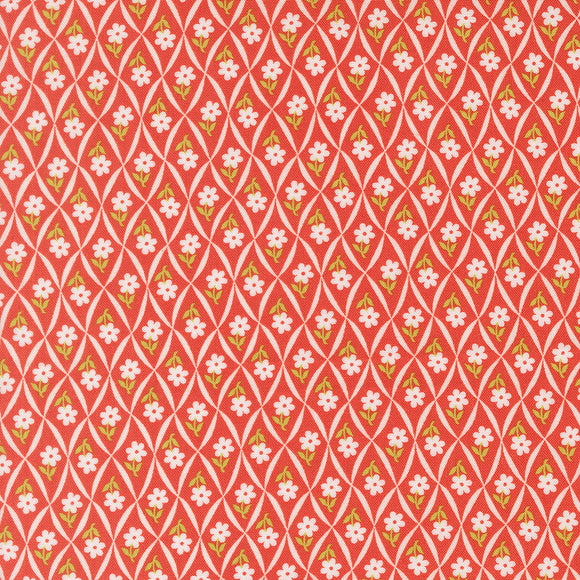 PREORDER Rosie Climbing Daisy Flower Trellis Strawberry 35426 14 by Fig Tree- Moda- 1/2 Yard