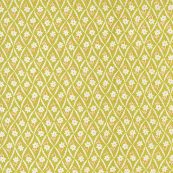 PREORDER Rosie Climbing Daisy Flower Trellis Green Apple 35426 20 by Fig Tree- Moda- 1/2 Yard