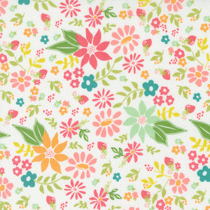 Strawberry Lemonade Strawberry Blossoms Cloud 37670 11 by Sherri and Chelsi- Moda- 1/2 Yard