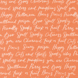 PREORDER Purrs and Boos Happy Halloween Text Pumpkin 39062 14 by Elena Amo - Moda- 1/2 Yard
