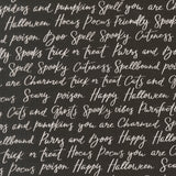 PREORDER Purrs and Boos Happy Halloween Text Black Cat 39062 16 by Elena Amo - Moda- 1/2 Yard