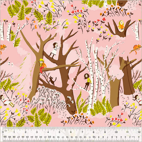 heather ross tiger lily fabric Studio Edit Girls In Trees 40927D-6 Pink by Heather Ross for Windham Fabrics-1/2 Yard
