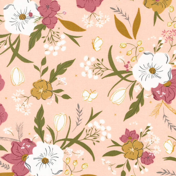 Evermore Woodland Bouquet Strawberry Cream 43150 12 by  Sweetfire Road - Moda- 1 Yard