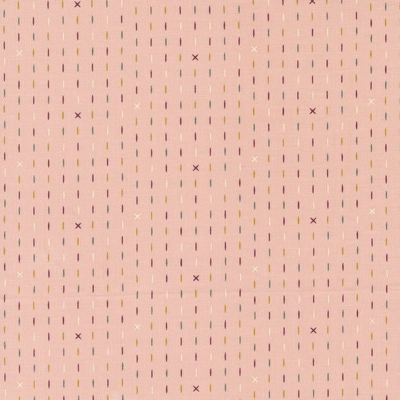 Evermore Hand Stitched Stripes  Strawberry Cream 43156 12 by  Sweetfire Road - Moda- 1 Yard