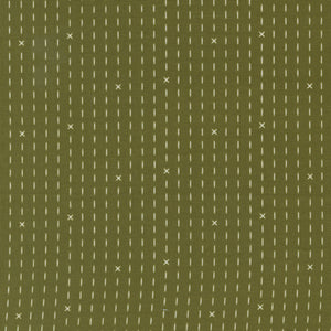 Evermore Hand Stitched Stripes Fern 43156 14 by  Sweetfire Road - Moda- 1 Yard