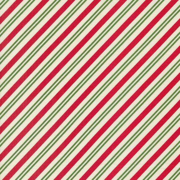 Once Upon Christmas Peppermint Stick Stripes Snow 43166 11- by  Sweetfire Road - Moda- 1/2 Yard