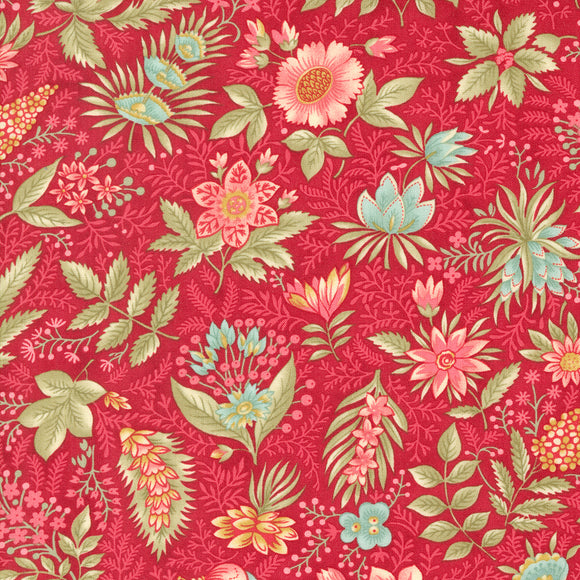 Collections for a Cause Etchings Joyful Jacobean Red 44332 13 by Howard Marcus and 3 Sisters- Moda- 1/2 Yard