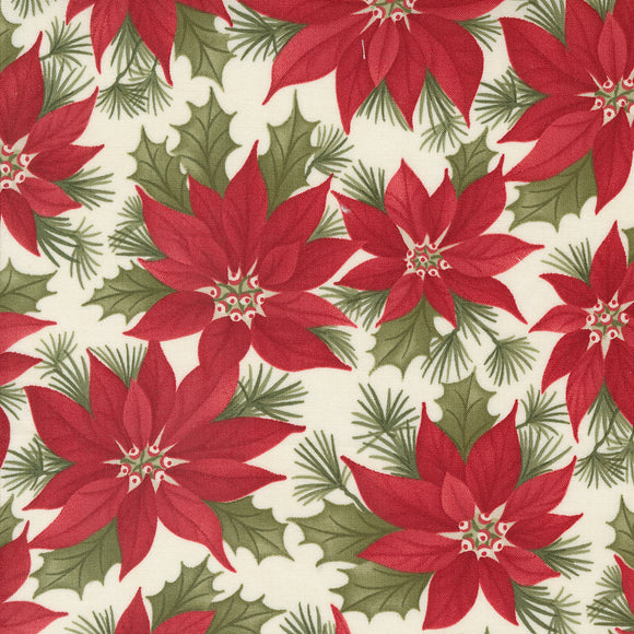 A Christmas Carol Promising Poinsettia Snowflake 44350 11 by 3 Sisters- Moda- 1/2 Yard