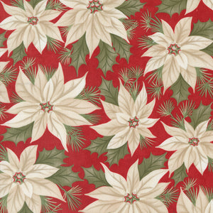 A Christmas Carol Promising Poinsettia Crimson 44350 13 by 3 Sisters- Moda- 1/2 Yard