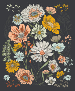 Woodland Wildflowers Panel Charcoal 45588 19 by Fancy That Design House- Moda- 36" x 44"