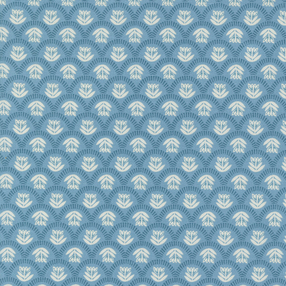 Folk Lore Scallop Story Sky 45605 21 by Fancy That Design House- Moda- 1/2 Yard