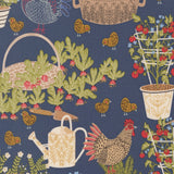 The Henhouse Chicken Garden  Denim 48430 18 by  Gingiber- Moda- 1/2 Yard