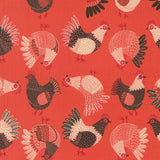 The Henhouse Tossed Chickens Tomato 48433 17 by  Gingiber- Moda- 1/2 Yard