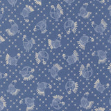The Henhouse Cross Stitch Cobalt 48434 19 by  Gingiber- Moda- 1/2 Yard