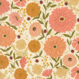 Ladybug Whimsy Zinnias Metallic Eggshell 48440 11M by Gingiber- Moda- 1/2 Yard