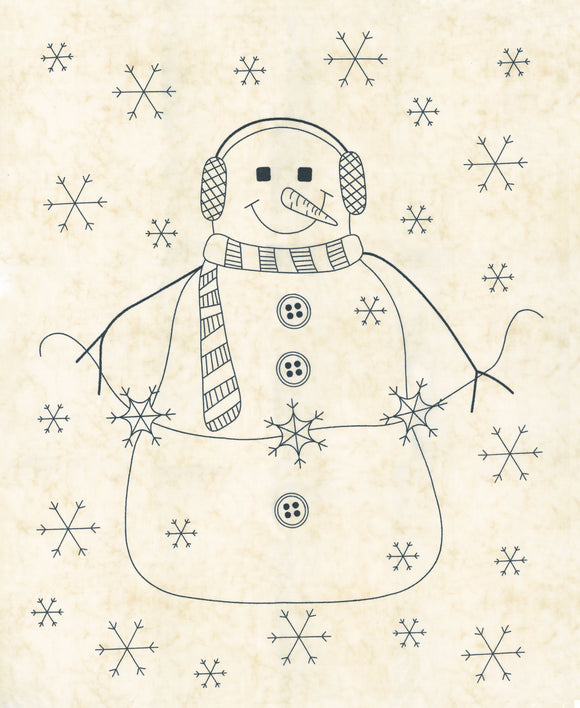 Snowman Gatherings IV Stitch Panel Snow 49258 11 by Primitive Gatherings-Moda- 1 Yard