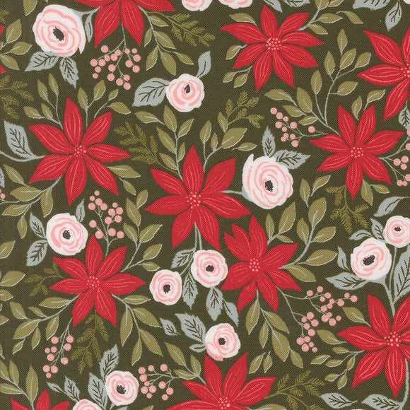 PREORDER Berry and Pine Poinsettia Party Wintergreen 5240 13 by Lella Boutique- Moda-1/2 Yard