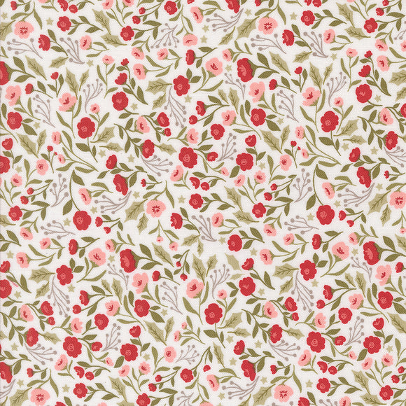 PREORDER Berry and Pine Christmas Posies Snow 5241 11 by Lella Boutique- Moda-1/2 Yard