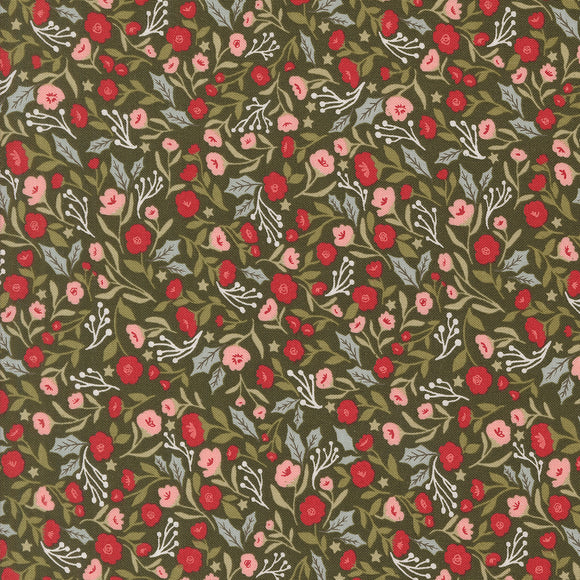 PREORDER Berry and Pine Christmas Posies Wintergreen 5241 13 by Lella Boutique- Moda-1/2 Yard