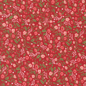 PREORDER Berry and Pine Christmas Posies Cranberry 5241 14 by Lella Boutique- Moda-1/2 Yard